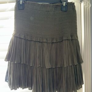 Elegant Olive Tiered Skater Skirt